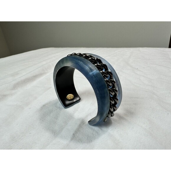 Alexis Bittar Lucite Chain Cuff. Gorgeous RARE Color-Beautiful Blue - Picture 1 of 9